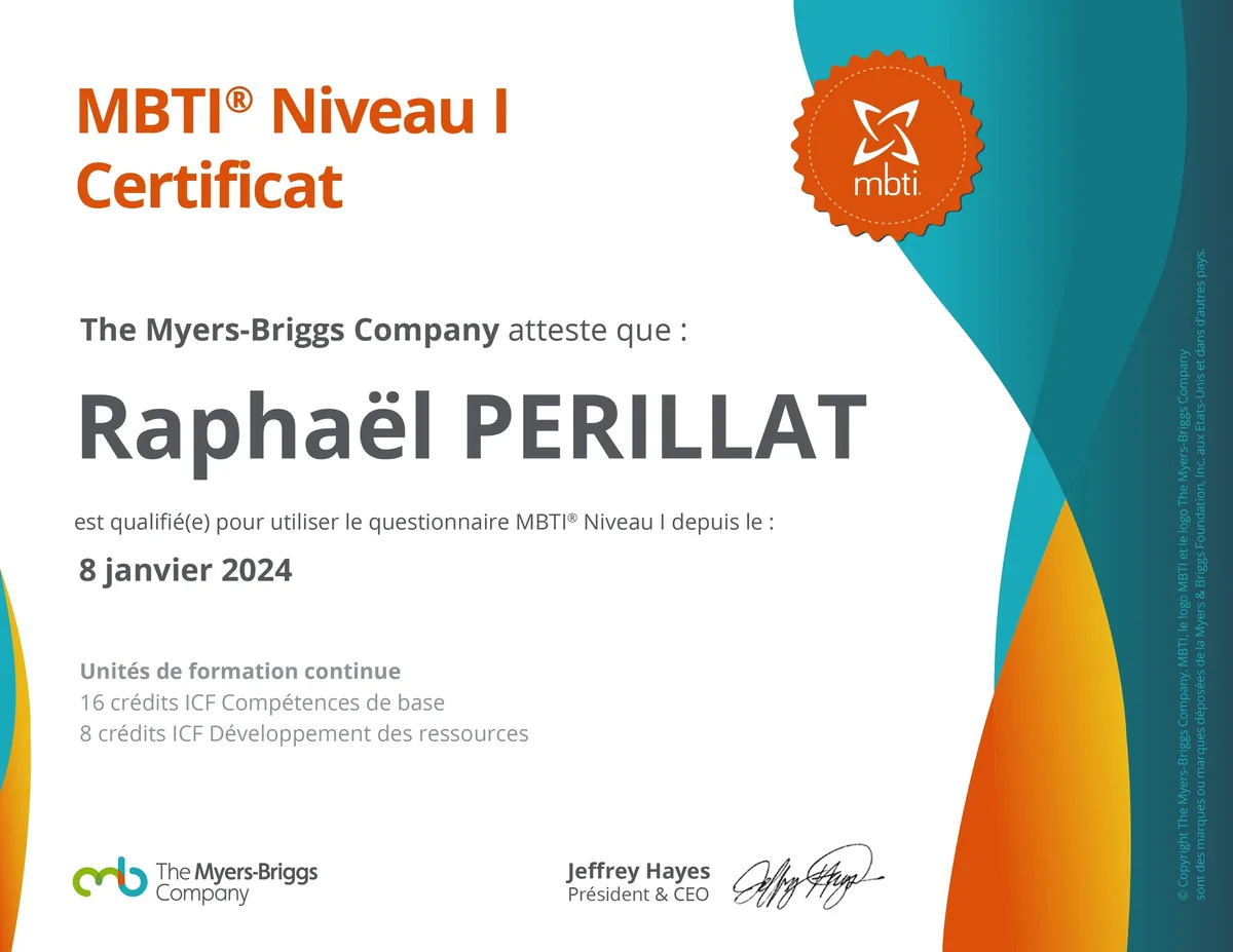 Certificat MBTI - Raphaël Périllat